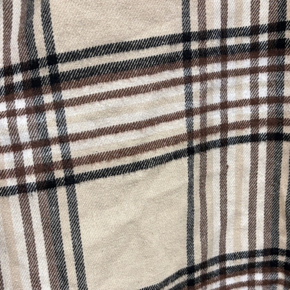 Beige and Brown Plaid Shirt Button Down Medium Ladies - Picture 5 of 5